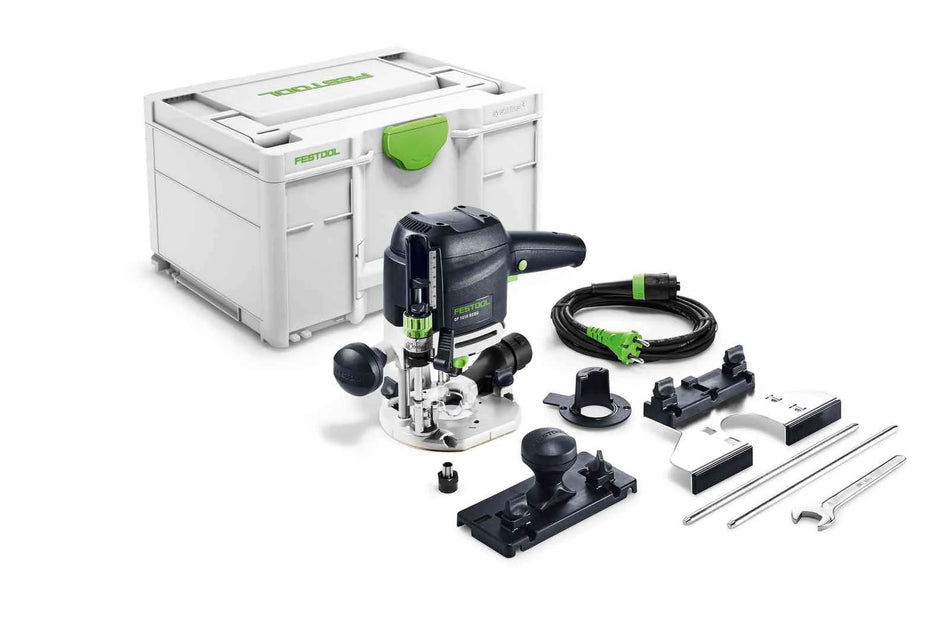 Festool | Router OF 1010 REBQ-Plus c/w Chip deflector + Guide rail adapter + Side stop + Plug it cable