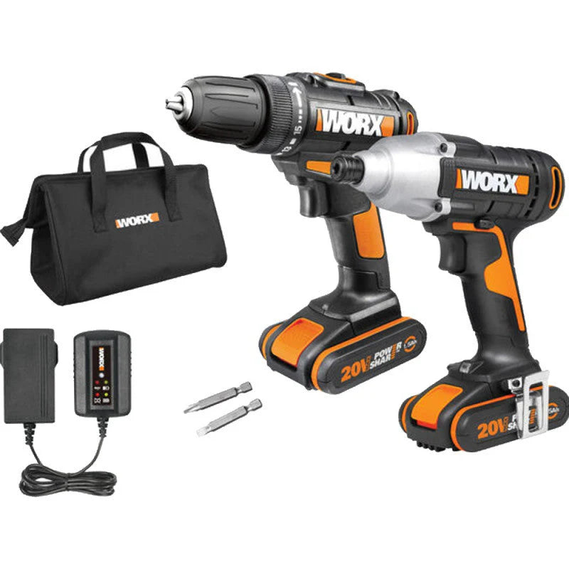 WORX | Drill Driver Combo 20V WX101.9 & WX291.9 2 X 2,0Ah Batteries & Std Charger