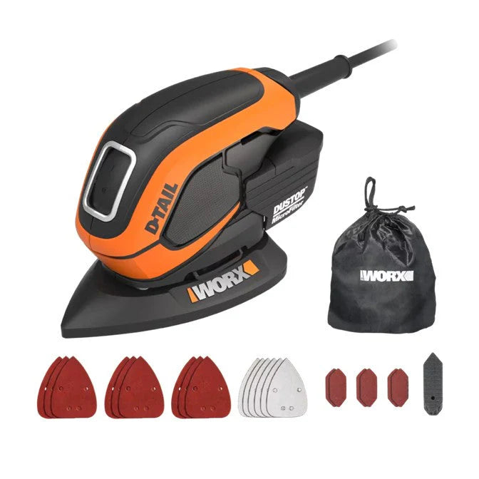 WORX | Mouse Sander 65W Micro Filter c/w 22Pc Accessory Kit
