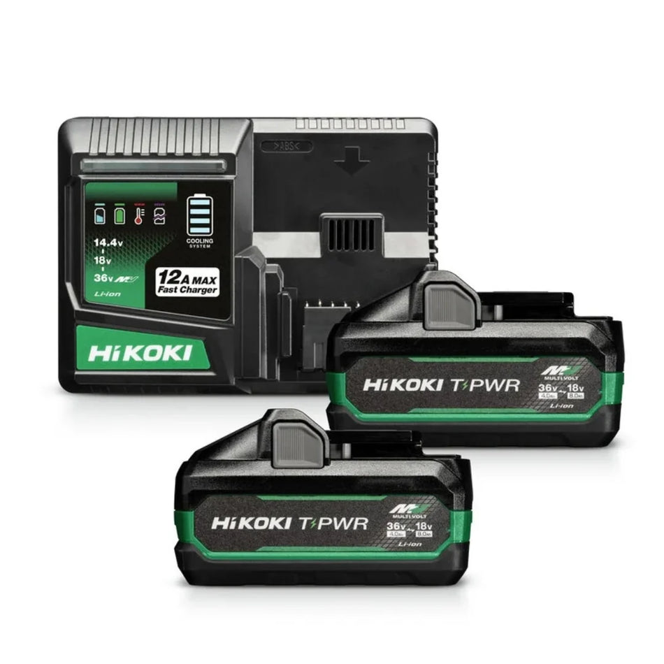 Hikoki | UC36YSL2 Super fast charger for 14.4V - 36V Li-Ion slide-on battery packs with USB charging port