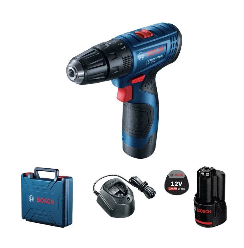 Bosch Professional | Cordless Drill GSB 120-LI, 2 x 12V 2,0Ah Batteries & Charger