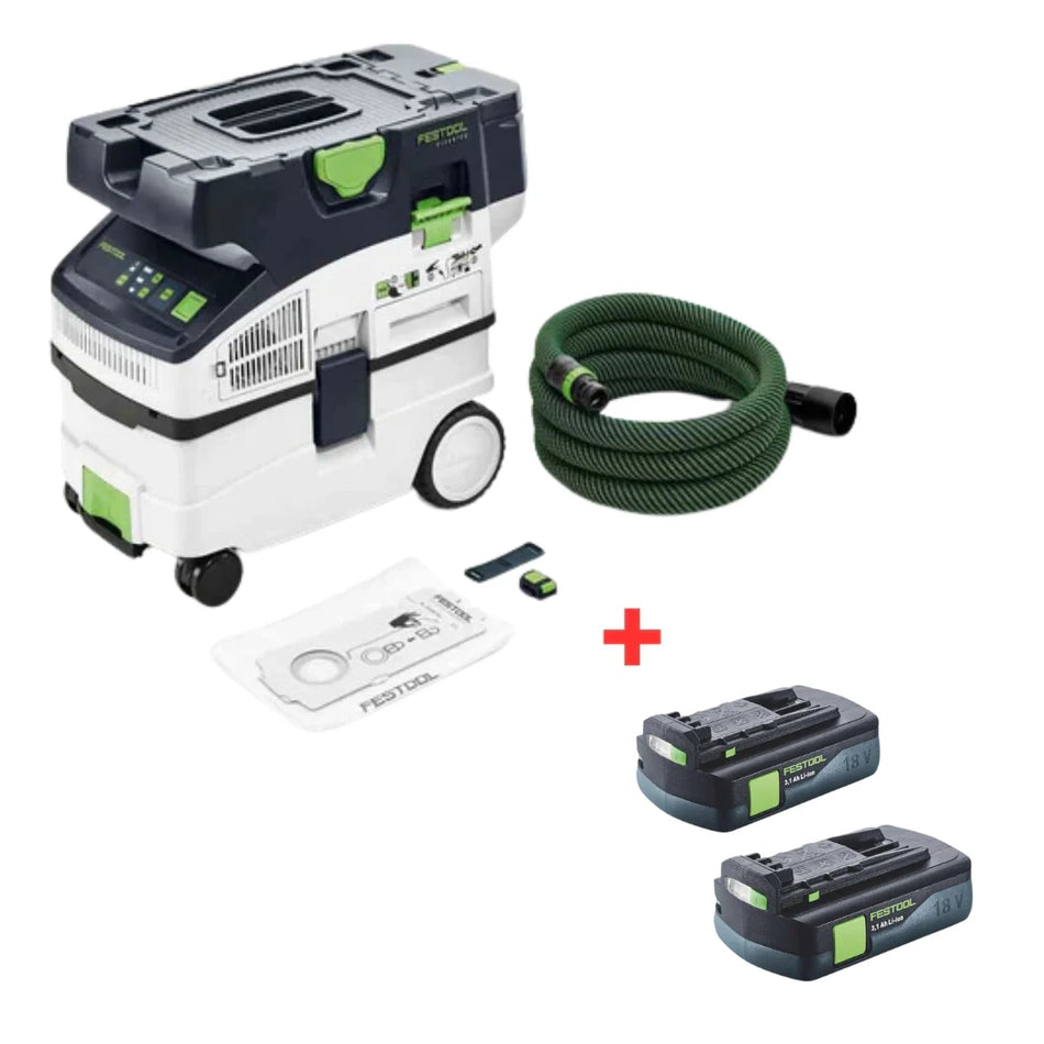 Festool | Cordless mobile dust extractor Cleantec CTLC MIDI Basic + 2x FREE 18V 5.2Ah Battery packs