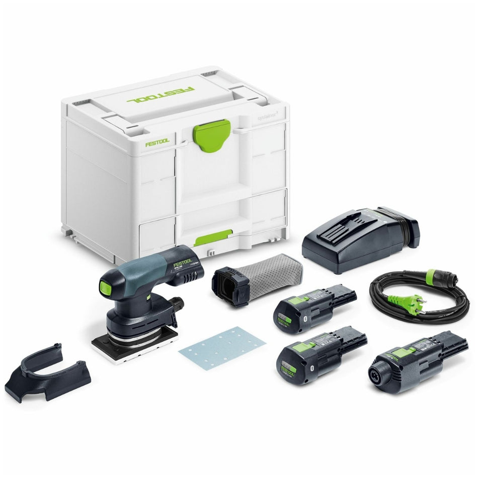 Festool Cordless Orbital Sander RTSC 400 3.0 I-Set + FREE Battery Pack BP 18 Li 3,1 Ergo (Free gift will be received when registering tool for warranty, Ts&Cs in description below)